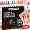 Liquid Chalk Markers 12 Colors - Brush + Fine Tips - Chalk Markers for Blackboard LED Note Board Acrylic Fridge Calendar Board Dry Erase Board - Window Markers for Glass Washable